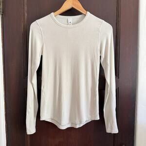 LULULEMON | Cream Bone Hold Tight Modal Ribbed Long Sleeve T Shirt | 6